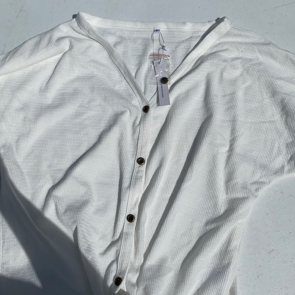 White waffle weave shirt